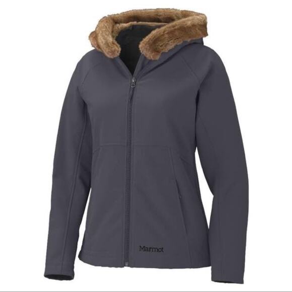 Marmot Furlong Faux Fur Lined Zip Up Softshell Snow Jacket sz S - Picture 16 of 16